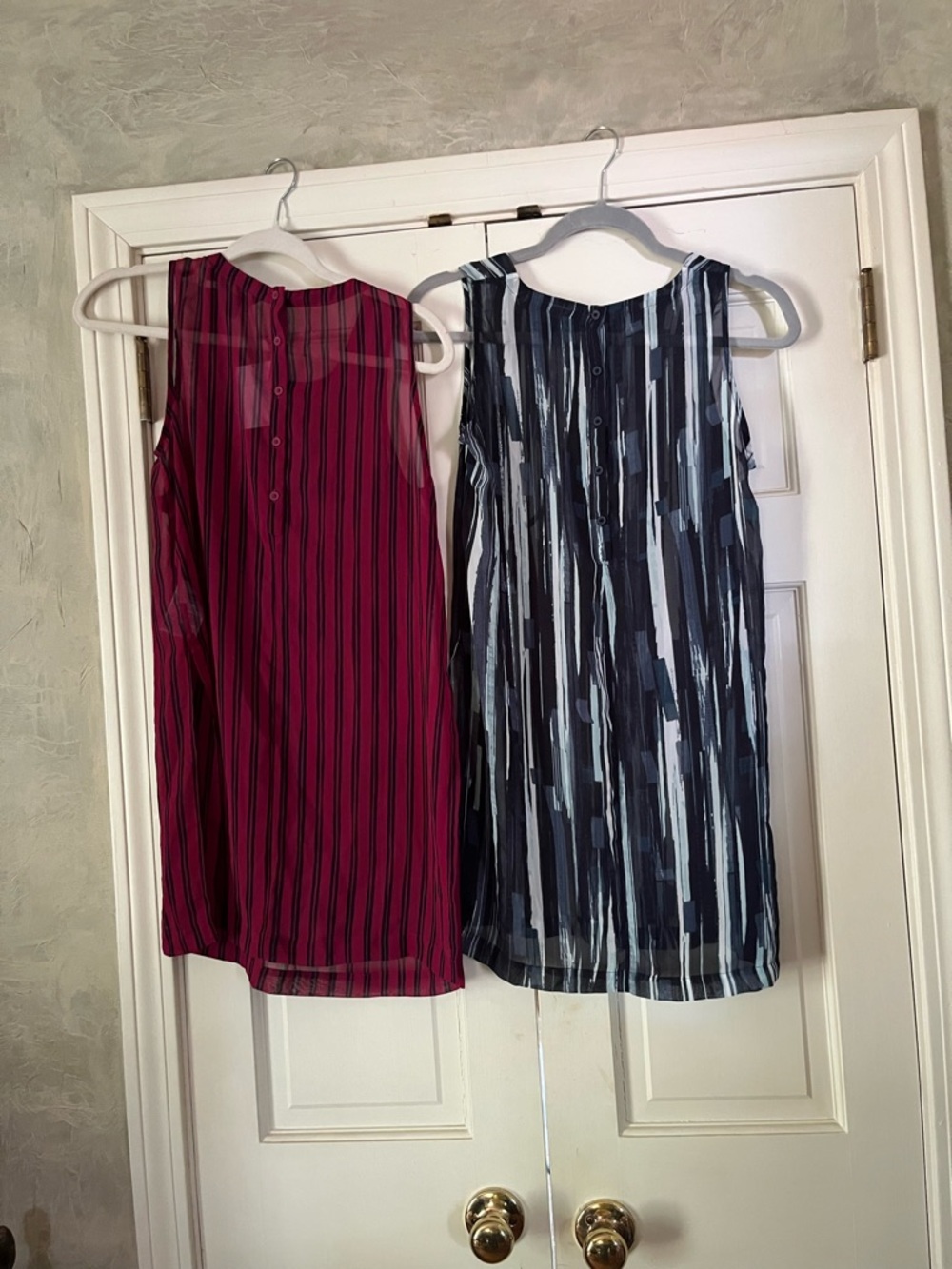 Banana Republic Raspberry and Black Striped Blouse